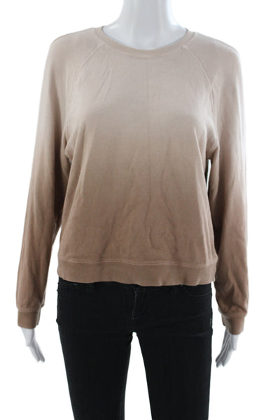 Monrow Womens Beige Ombre Basic T-Shirt Crew Neck Long Sleeve Size XS