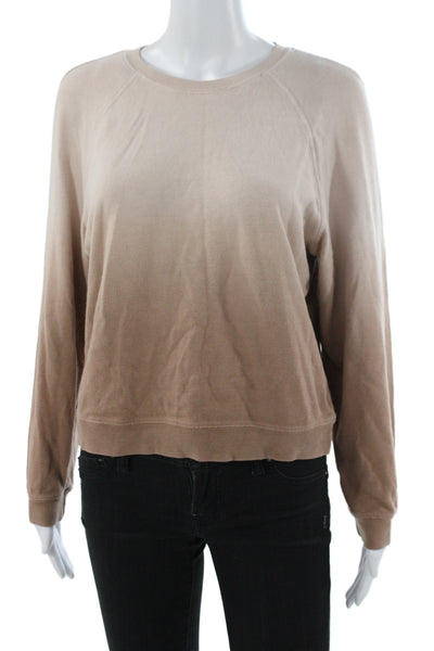 Monrow Womens Beige Ombre Basic T-Shirt Crew Neck Long Sleeve Size XS