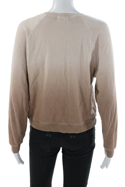 Monrow Womens Beige Ombre Basic T-Shirt Crew Neck Long Sleeve Size XS