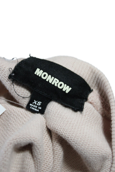 Monrow Womens Beige Ombre Basic T-Shirt Crew Neck Long Sleeve Size XS