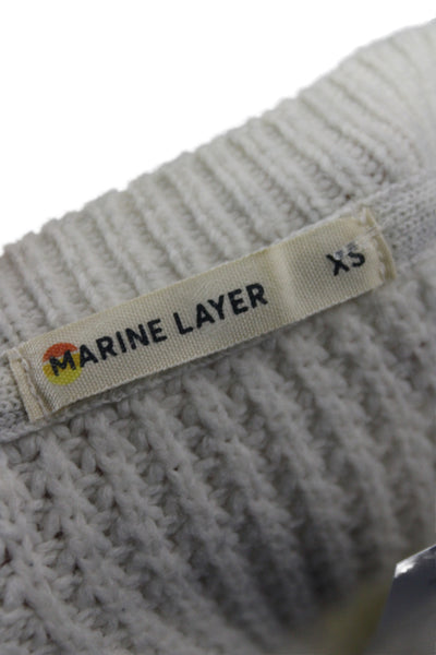 Marine Layer Womens Pullover Sweater White Crew Neck Long Sleeve Size XS