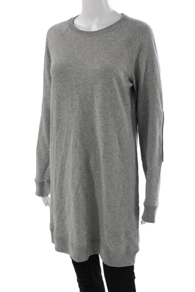Billy Reid Women Tunic Gray Cotton Long Sleeve Crew Neck Pullover Size XS