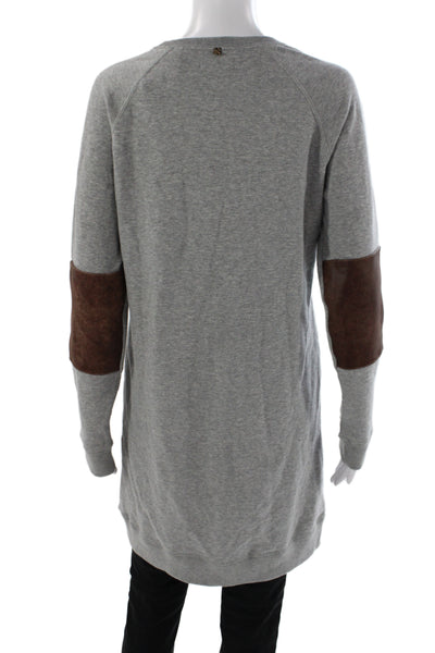 Billy Reid Women Tunic Gray Cotton Long Sleeve Crew Neck Pullover Size XS