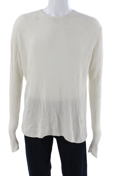 Billy Reid Mens Pullover Ivory Cotton Long Sleeve Size L