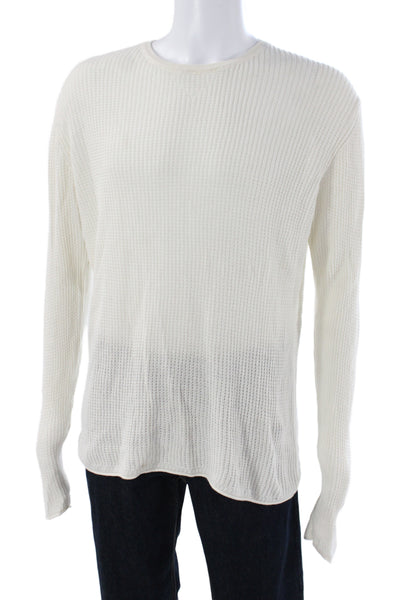 Billy Reid Mens Pullover Ivory Cotton Long Sleeve Size L
