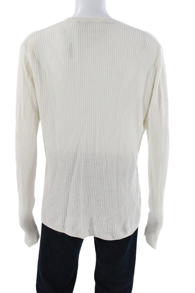 Billy Reid Mens Pullover Ivory Cotton Long Sleeve Size L