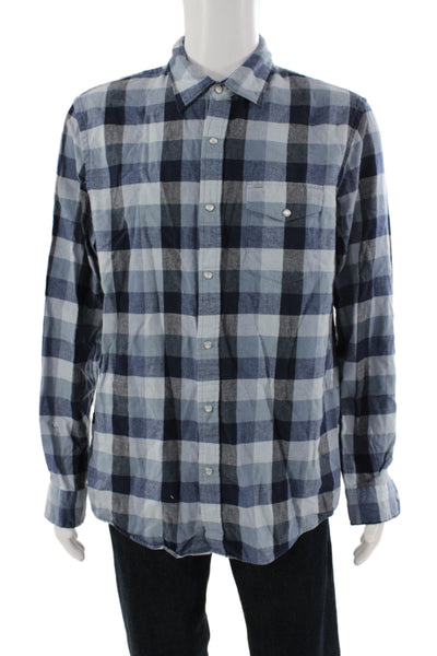 Criquet Mens Button Down Plaid Collared Long Sleeve Cotton Shirt Size L