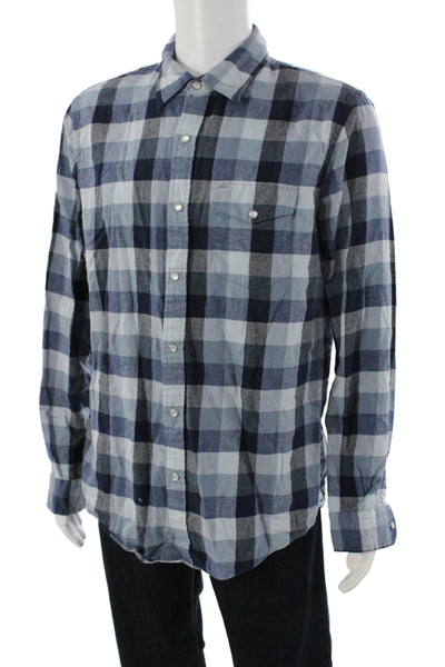 Criquet Mens Button Down Plaid Collared Long Sleeve Cotton Shirt Size L