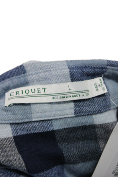 Criquet Mens Button Down Plaid Collared Long Sleeve Cotton Shirt Size L