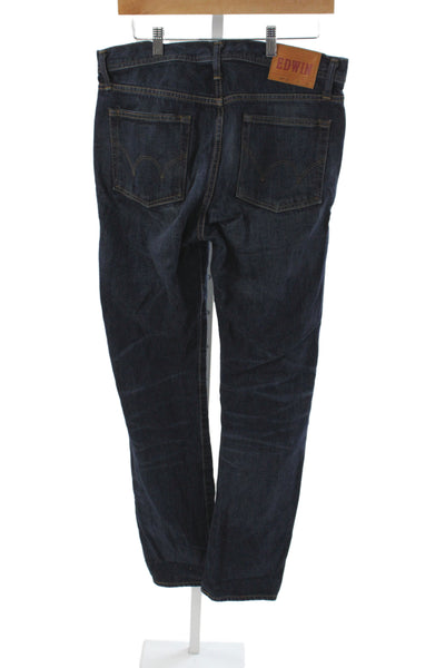 Edwin Mens Straight Jeans Blue Button Fly Cotton Japanese Size 31