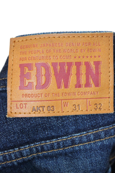 Edwin Mens Straight Jeans Blue Button Fly Cotton Japanese Size 31