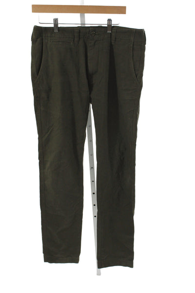 Todd Snyder Mens Chino Pants Green Cotton Button Size 32