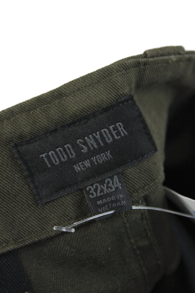 Todd Snyder Mens Chino Pants Green Cotton Button Size 32