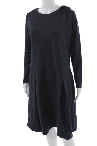 Le Muse Womens Shift Dress Long Sleeve Knee Length Black Round Neck Size M