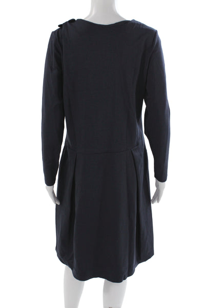 Le Muse Womens Shift Dress Long Sleeve Knee Length Black Round Neck Size M