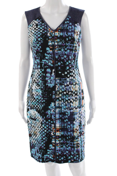 Marc New York Womens Sheath Dress Multicolor Animal Print V-Neck Size 6P