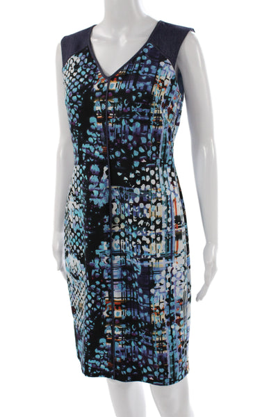 Marc New York Womens Sheath Dress Multicolor Animal Print V-Neck Size 6P