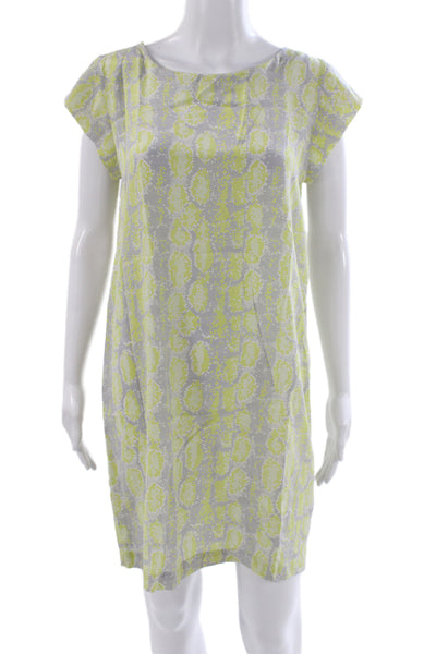 Joie Women Shift Dress Gray Silk Animal Print Short Sleeve Short Size S