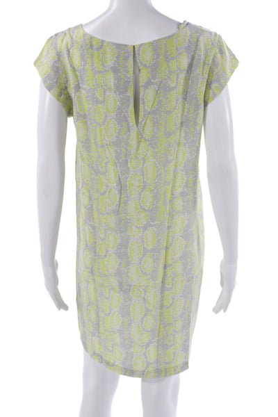Joie Women Shift Dress Gray Silk Animal Print Short Sleeve Short Size S
