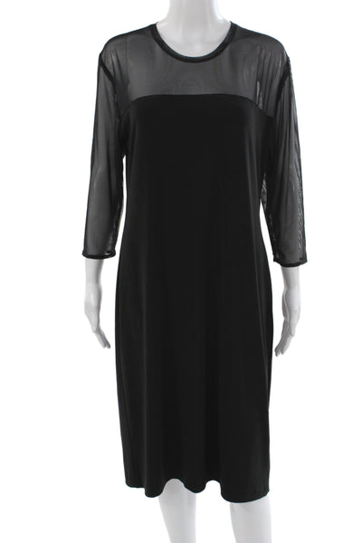 Kamali Kulture Women Sheath Dress Black 3/4 Sleeve Crew Neck Short Size XL