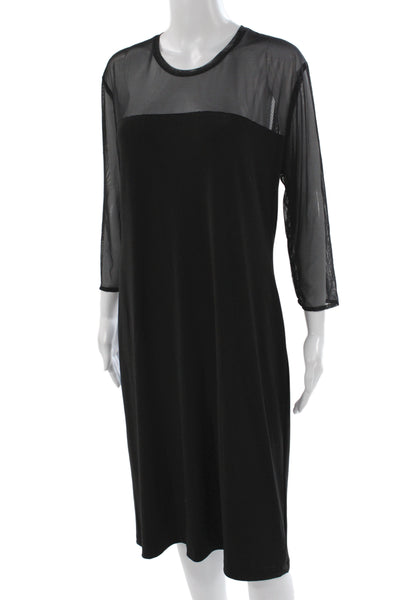 Kamali Kulture Women Sheath Dress Black 3/4 Sleeve Crew Neck Short Size XL