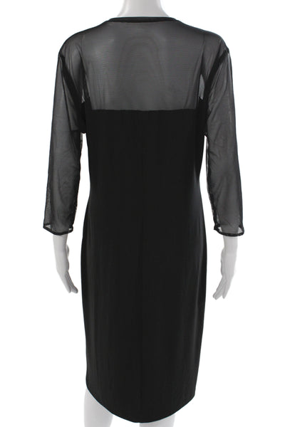 Kamali Kulture Women Sheath Dress Black 3/4 Sleeve Crew Neck Short Size XL