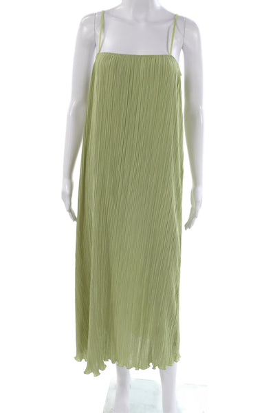 Madewell Women Maxi Dress Green Sleeveless Square Neck Zip Polyester Size 4