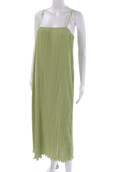 Madewell Women Maxi Dress Green Sleeveless Square Neck Zip Polyester Size 4