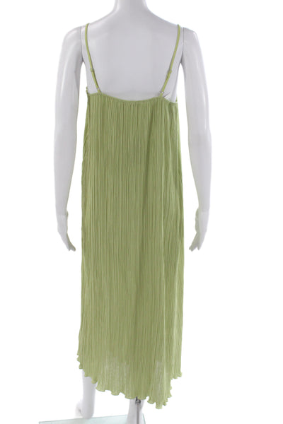 Madewell Women Maxi Dress Green Sleeveless Square Neck Zip Polyester Size 4