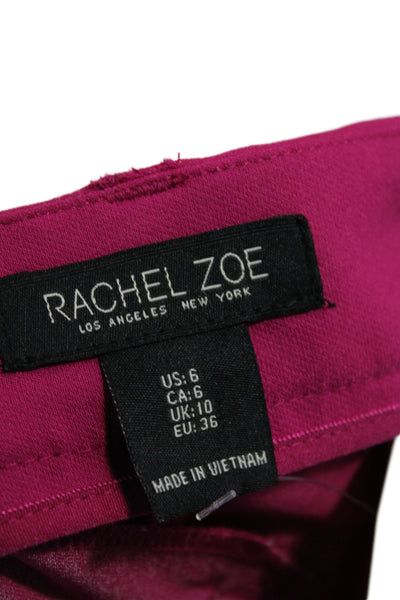 Rachel Zoe Womens Dress Pants Pink Button Nylon Blend Solid Fall Size 6