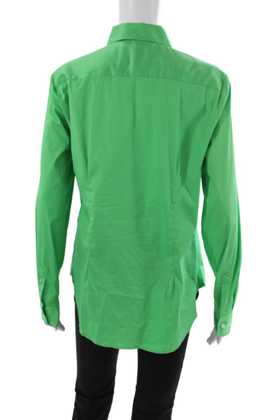 The Shirt Womens Green Collared Long Sleeve Basic Button-Up Top Size L