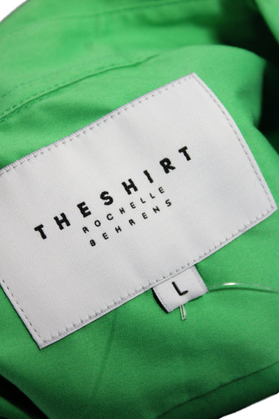 The Shirt Womens Green Collared Long Sleeve Basic Button-Up Top Size L