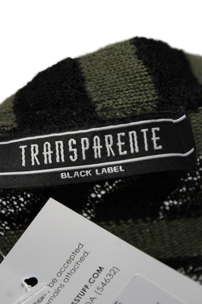 Transparente Womens Black Striped Tunic Sweater Long Sleeve Round Neck Size 2