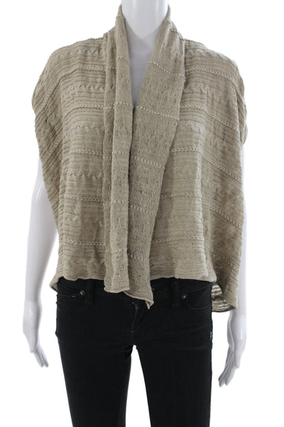 Ballantyne Women Cardigan Cowl Neck Beige Short Sleeve Cotton Size 38