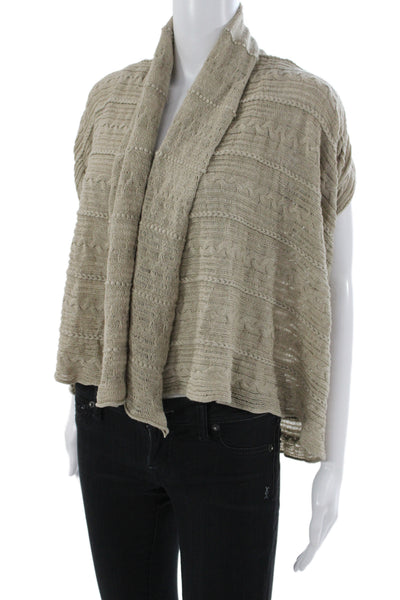 Ballantyne Women Cardigan Cowl Neck Beige Short Sleeve Cotton Size 38