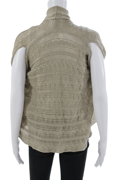 Ballantyne Women Cardigan Cowl Neck Beige Short Sleeve Cotton Size 38
