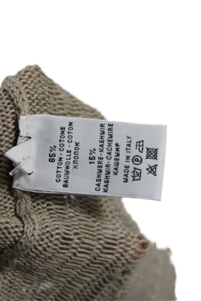 Ballantyne Women Cardigan Cowl Neck Beige Short Sleeve Cotton Size 38