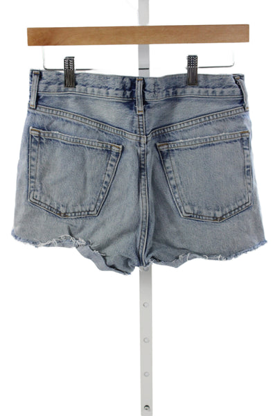 Agolde Womens Cut-Off Blue Shorts Organic Cotton Button Size 26