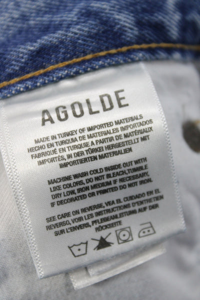 Agolde Womens Cut-Off Blue Shorts Organic Cotton Button Size 26