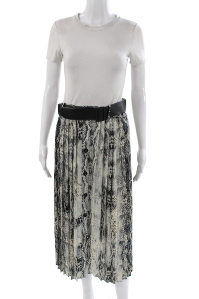 Zara Basic Women Maxi Skirt Black Animal Print Knee Length Button Size L