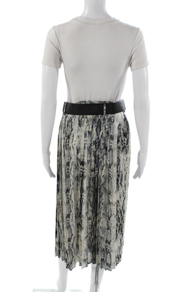 Zara Basic Women Maxi Skirt Black Animal Print Knee Length Button Size L