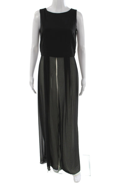 D. Exterior Womens Sleeveless Black Jumpsuit Round Neck Polyester Size 42