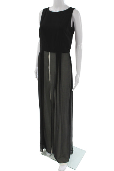 D. Exterior Womens Sleeveless Black Jumpsuit Round Neck Polyester Size 42