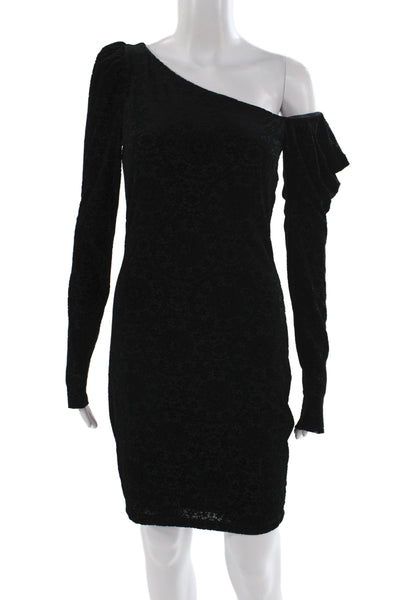 Bailey 44 Womens Bodycon Dress Black One Shoulder Long Sleeve Size M