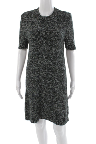 Zara Womens Sweater Dress Black Crew Neck Short Sleeve Pullover Size S