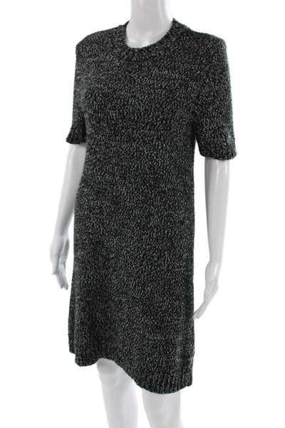 Zara Womens Sweater Dress Black Crew Neck Short Sleeve Pullover Size S