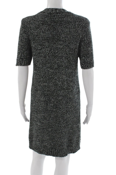 Zara Womens Sweater Dress Black Crew Neck Short Sleeve Pullover Size S