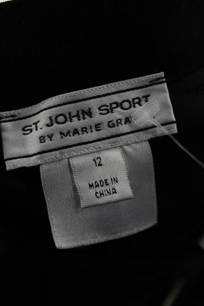 St. John By Marie Gray Womens Dress Pants Black Button Size 12