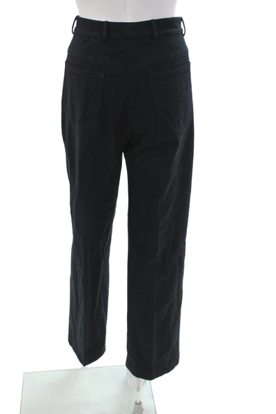 St. John Sport Womens Dress Pants Leather Black Button Size 12