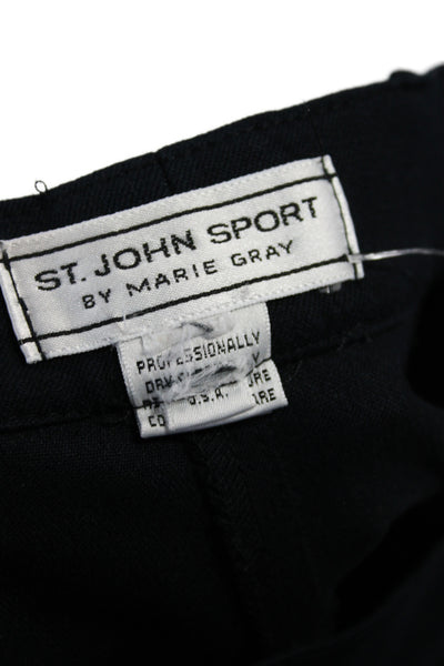 St. John Sport Womens Dress Pants Leather Black Button Size 12